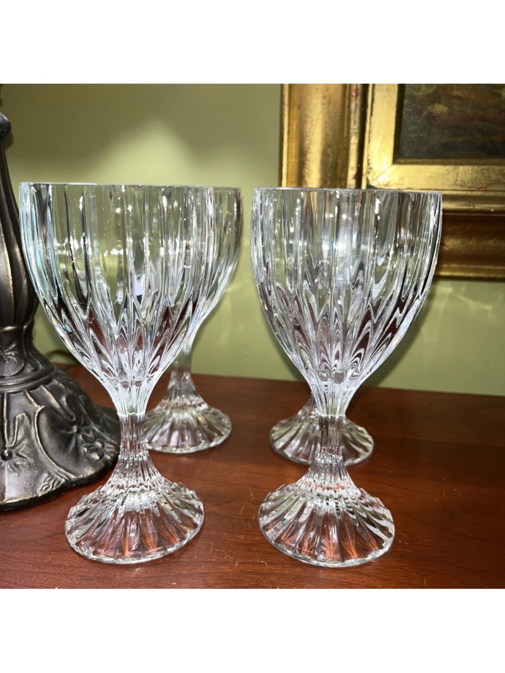 Set of 4 Crystal Mikasa Park lane glasses - RETIRED 6 3/4 WATER/Wine